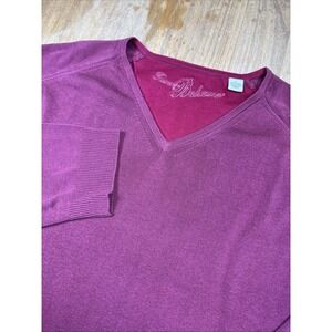 Tommy Bahama Mens Pullover V Neck Sweater Maroon Silk /Cotton Blend Sz Large